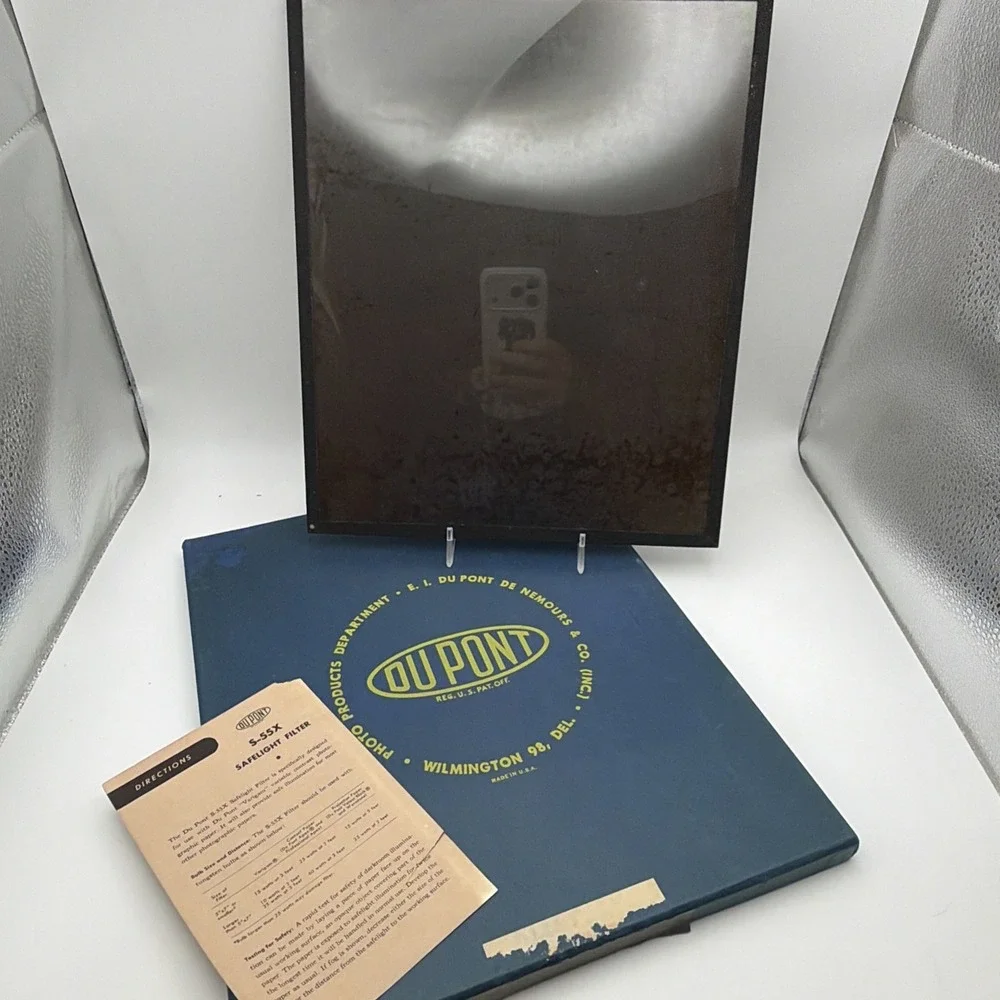 Vtg Rectangle Dupont 10x12 S-55X Darkroom Safelight‎ Glass Filter